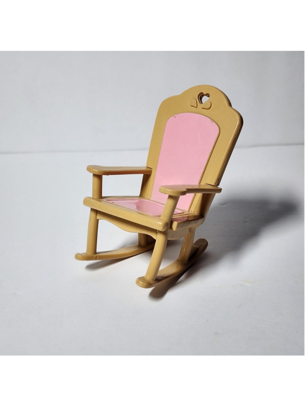 Vintage 1993 Fisher Price Loving Family Dollhouse Rocking Chair Tan Pink Heart